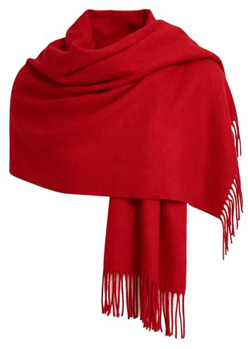 Bawnhaw Red Large Scarf Pashmina Shawl for Women, Fall Winter Soft Cashmere-Feel Fringe Wrap Fashion Accessories for Wedding Bridal Evening Dresses