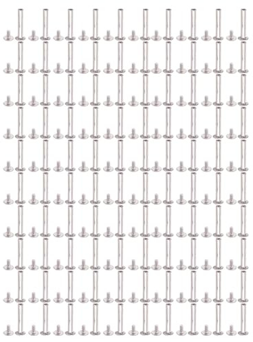 100 Set M2 5 Rivetti di Rilegatura Testa Piatta Rotonda Vite di Rilegatura in Acciaio Inossidabile per Album in Pelle Scrapbook Photo Book Making Crafting 3 5x25x7mm