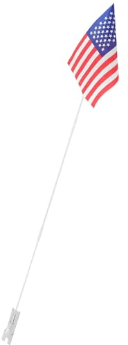 SMASOLO Banderas de Seguridad para Bicicletas Infantiles Poste Sólido de Fibra de Vidrio, Bandera Americana 20x28 Cm, Poste de Color Claro de 3 Secciones 38 Cm, Accesorios para Ciclismo