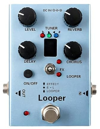 Ounfhtrttk Pedal Looper Pedal Looper para Guitarra Pedales de Efectos Múltiples Procesador de Efectos de Reverb y Chorus Multifuncional DC-9V