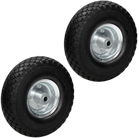 ECD Germany 2x Rueda PU carretilla maciza - Ø 260x85 mm - 3.00-4 - Negro - Goma maciza - 120kg - Ruedas carretilla almacen goma de poliuterano anti-pinchazos - Con rodamientos de bolas - Rueda dentada