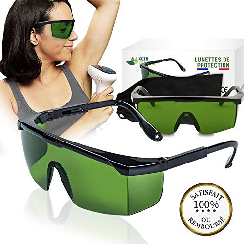 Green Frenchies G.F. Lunettes Anti Lumiere Pulsée - Lunettes de Protection IPL, Protege contre la Lumière Pulsée, Sac-étui Offert, Indispensable pour Epilation Laser et Manipulation de Techniques IPL