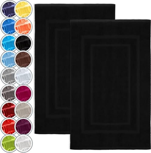 NatureMark 2er Pack Badvorleger Badematte | Premium Qualität | 100% Baumwolle | 50 x 80 cm | Duschvorleger Duschmatte Doppelpack | Farbe: Schwarz