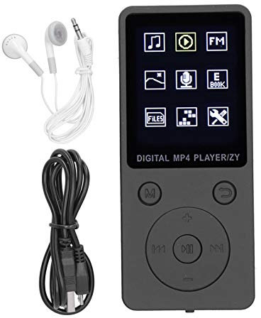 T1 Lecteur MP3, HiFi Lecteur de Musique Numérique, Lecteur Vidéo Portable MP4, Supporte Carte TF 32Go, 1.8 TFT Écran, Radio FM, Enregistreur Vocal, Lecteur ebook, Idéal pour Le Sport
