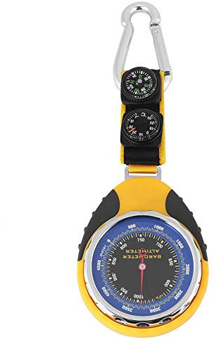 Baromètre + Altimètre + Boussole + Thermomètre Testeur 4 en 1, Randonnée en Plein Air Escalade Ski Cyclisme Équipement Nécessaire Pression D’Air Température Altitude Testeur sans Pile avec Crochet