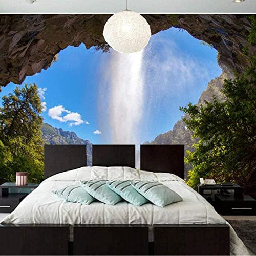 Papel Pintado De Fondo De Tv - Cascada Cielo Azul Paisaje Natural Papel Tapiz Para Decoración De Sala De Estar Mural 3D Sin Costuras Papel Tapiz Para Sala De Estar Dormitorio P 200(ancho)x150(alto) cm