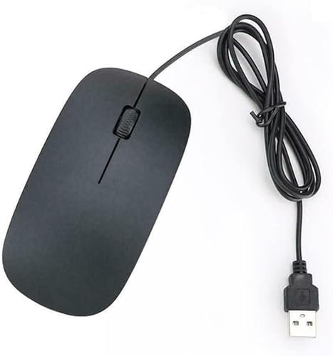 Ultra-Slim USB Wired Mouse, Slim Optical Wired Mouse with 1200 DPI, 3 Buttons, Lightweight and Comfortable - Compatible with Windows, Mac, and Linux For PC Laptop Desktop and Computer. (Black)