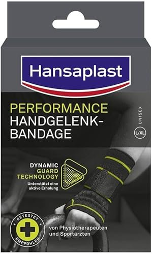 Hansaplast Performance Handgelenk-Bandage, Handgelenkstütze stabilisiert & entlastet das Gelenk, Handgelenkschoner für rechtes & linkes Handgelenk unterstützt die aktive Erholung, Größe L/XL