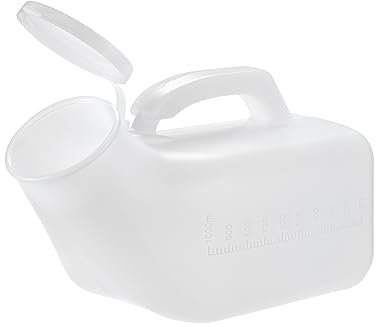 2 x Easy Care Solutions | Male Urinal Bottle | 1000ml | White Secure Cap | Measuring Scale | Easy Grip Handle | 1 Pack of 2