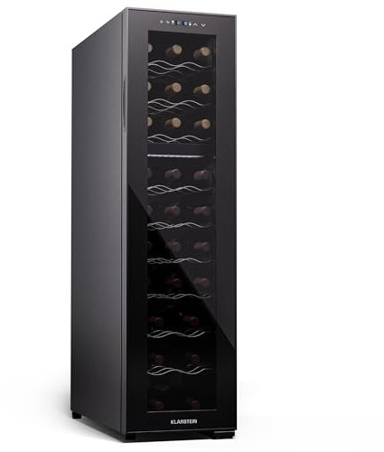 Klarstein Freistehender Weinkühlschrank 2 Zonen, Getränkekühlschrank Klein, Kleiner Weinschrank, Wein-Kühlschrank Klein mit Glastür, Indoor/Outdoor Flaschenkühlschrank, Wine Fridge, 27 Flaschen