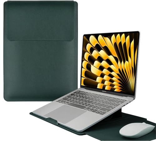 HaruYo 15–16 tums laptop-fodral, laptopväska med stativfunktion, datorväska med tillbehörsväska för MacBook Pro 16, 15 tum Dell, Lenovo, Acer, Huawei MateBook (15–16 tum grön)