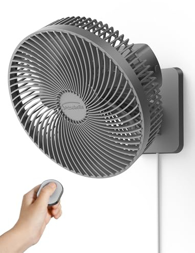 25 cm svängande väggfläkt för sovrum, bärbar liten monteringsfläkt med fjärrkontroll, AC/DC (12 V), 90°svängande, kraftfull 4 hastigheter, tyst fönsterfläkt med timer, för husbil, garage, 6 fot sladd