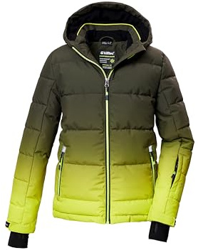 killtec Jungen Skijacke/Ski-Steppjacke mit Kapuze und Schneefang KSW 382 BYS QLTD JCKT, lime, 152, 42453-000