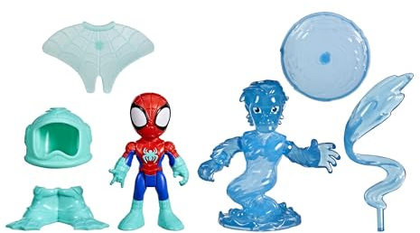 Marvel Spidey und Seine Super-Freunde – Water-Webs Spidey & Hydro-Man Actionfiguren 7,6 cm – Mit abnehmbaren Wasser-Accessoires – Seriengetreues Design – Spielzeug ab 3 Jahren