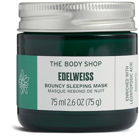 The Body Shop Edelweiss Bouncy Sleeping Mask (1x 75ml), Overnight Face Mask with Edelweiss & Hyaluronic Acid, Hydrating Face Cream for Dry Skin, Vegan Night Mask Skincare