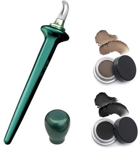 Arcbelle Eyeliner-Set, vielseitiges Make-up-Auftragswerkzeug, wasserfestes und wischfestes Eyeliner-Set, Silikon-Eyeliner-Werkzeug mit schwarzer und brauner Creme (Green Brush-With Black+Brown)