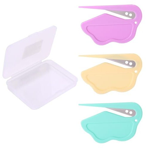 Lyreh 3stk Brieföffner-Schneider, Bunt Brieföffner mit Sicherheitsklinge & Schlüsselanhängerloch-Öffnung Post-Öffnungswerkzeug für Pakete Geschenkverpackungen Büro Zuhause & Postdienste