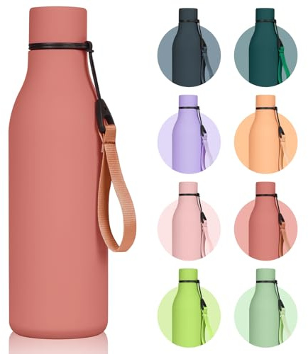 Flintronic 550 ML Botella agua Acero Inoxidable, Sin BPA, Botella Térmica con Doble Aislamiento al vacío, Botella de Agua Deportiva, para Niños, Adultos, Deporte, Oficina (Rosa Rubor)