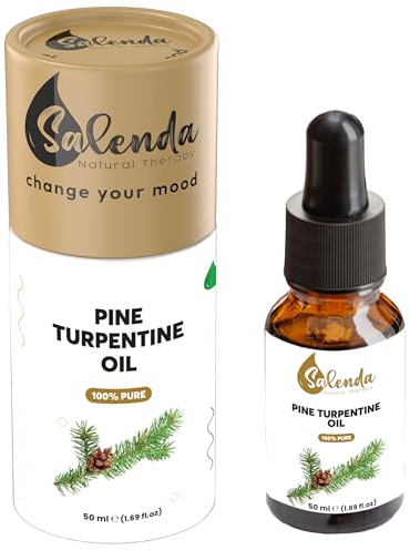 Pine Turpentine Oil by Salenda, Turpentine Oil for Diffuser, Skin & Hair Care, Trementina de Pino, Aromatherapy, 100% Pure & Natural, 1.69 fl oz (50 ml)