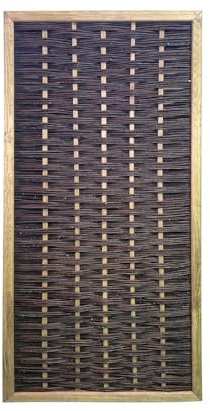 Weidenwand Sichtschutz, Naturmaterial Weidenruten, Modell Mia2, Dunkelbraun-Rötlich, 180x90x4,5cm, Leichte Montage