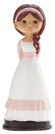 dekora - Figura Decorativa per Prima Comunione - Bambina con Treccia - Realizzata in Resina - Decorazione per Torte - 15 cm di Altezza - Design Originale e Dettagliato - Adatta al Contatto Alimentare