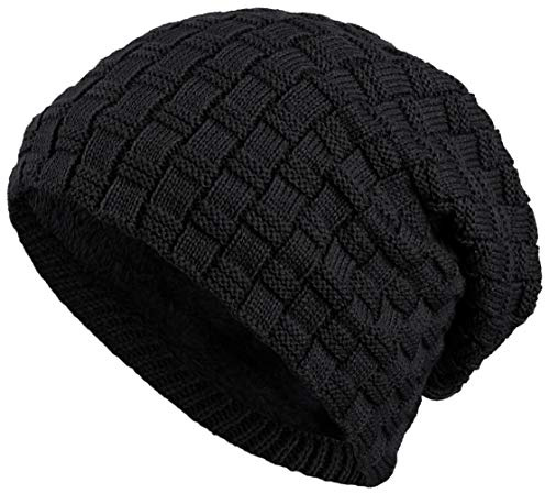 BALINCO Caldo Berretto con Fodera in Pile Teddy Cappello Invernale con Motivo a Treccia Taglia Unica per Donne e Uomini Cappello (3A) (Nero)