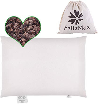 FelizMax Buchweizenkissen Travel Size (15” x 9”) weiß
