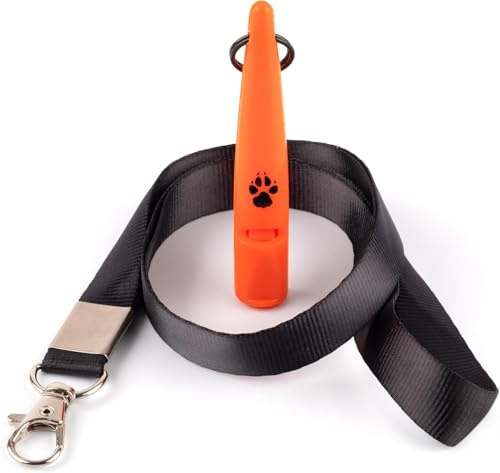 TDL Fischietto per cani con cordino usato per richiamo e addestramento di cani a lunga distanza buona frequenza per la maggior parte delle razze standard con lancio consistente forte (arancione)