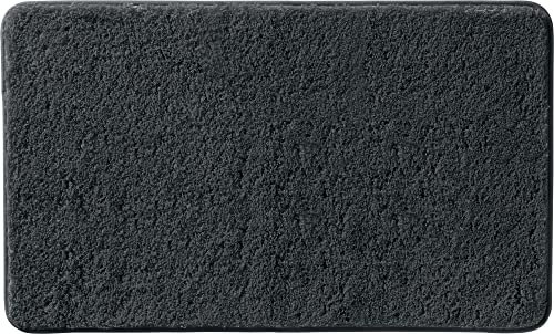 Erwin Müller Badematte, Badteppich, Badvorleger Rhodos Uni rutschhemmend Graphit Größe 80x150 cm - ultraweich, extrem saugfähig, flusenarm