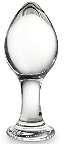 SXOVO Glas Dildo Buttplug Trainer, G-Punkt Stimulator Analplug mit Stoss Kegel Glas Kristall Analdildo Butt Plug Analsexspielzeug für Frauen Männer Masturbation (L)