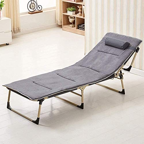 Sun Lounger Garden Chairs Recliner Folding Bed, Office Single Nap Lunch Bed Accompanying Bed Strong Stable Angle Adjustable Camp Bed