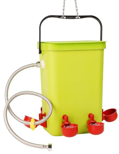 MUYIRTED Hühnertränke 12l Mit 6 Hühnerwasserbecher, Aufhängbarer Geflügeltränke, Automatische Wassertränke Kunststoff, Tränke Für Wachteln Küken Vögel, Hühnerstall Zubehör