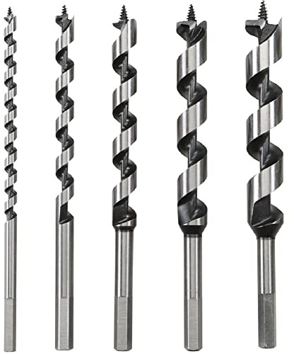 Kliplinc Brocas para madera de 5 piezas, 9 l, punta de tornillo, vástago hexagonal, broca para cortar madera