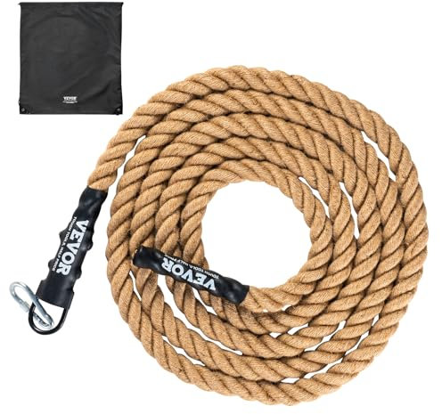 VEVOR Kletterseil Fitness-Trainingsseil Fitnessstudio, 9,15 m Länge, 38,1 mm Durchmesser, Trainingsseil, Mehrzweckseil aus Jute, 227 kg, Kletterübung, Krafttraining für Bergsteigen, Klettern, Camping