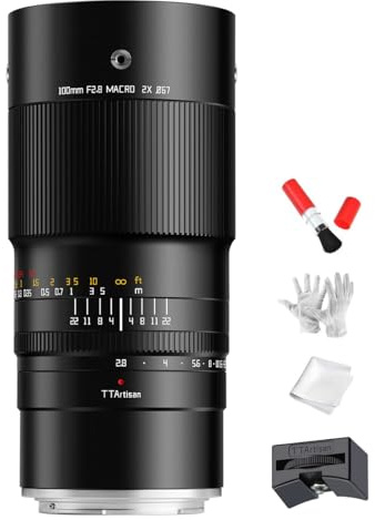 TTartisan 100 mm F2.8 Macro 2X Full Format-Objektiv mit Manueller Fokussierung, Kompatibel mit Spiegelellosen Canon RF Mount-Kameras EOS R RP R5 R5 R5C R5II R6 R6II R8 R3 R1 R7 R10 R50 R100, etc.