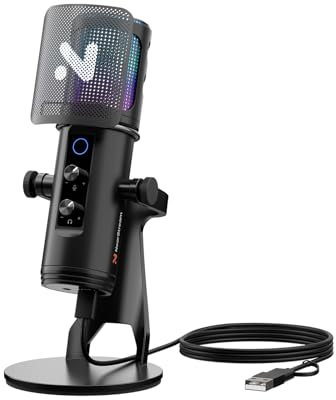 NearStream RGB Gaming Mikrofon Kit mit Stand,USB Mikrofon für Podcasts/Streaming,Kondensator mikrofon mit Pop Filter/Rauschunterdrückung,kompatibel mit PS4/PS5/PC,Laptop/Mac(AM35U)