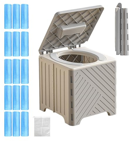 Inodoro de camping | Silla de inodoro para adultos | Asiento plegable y antideslizante con asiento de PVC para personas mayores, hospital, exterior, camping, viajes