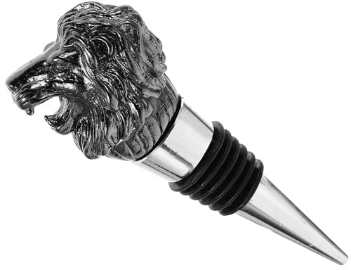 GRIRIW Tappo Decorativo per Bottiglie di Vino Sigillante Ermetico Tappo per Bottiglie in Acciaio e Silicone Chiusura Sicura per Conservazione Vino Aperto Design Testa di Leone per