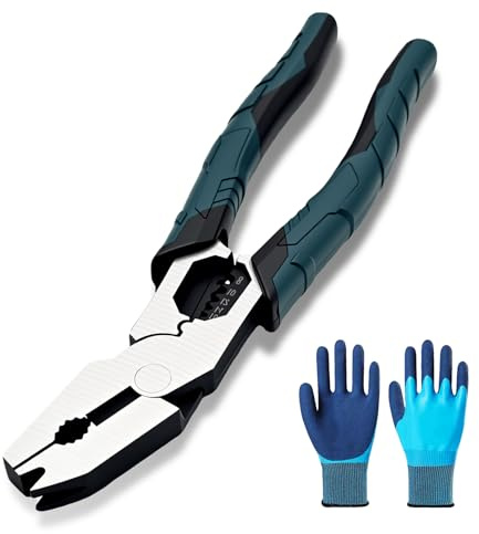 Industrial Multi-Function Cutting Pliers with V-Shaped Head, 9-in-1 Heavy-Duty Wire Cutter Crimper Cable for Electrician, 2026 Ergonomic Grip CR-V Stripper & Crimper Tool for Repair Work