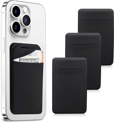 COYUN Paquete de 3 Soportes Adhesivos para Tarjetas de teléfono, Tarjetero, para la Parte Posterior del teléfono, Tarjetero movil, Compatible con la mayoría de teléfonos celulares (Negro)