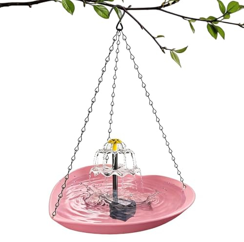 Bebedero para Aves - Alimentado por Energía Solar con Forma de Corazón Resistente a la Intemperie - Fuente Solar para Baño de Colibríes - Para Gorrión, Periquito, Inseparable, Pinzón, Jardín, Estanque