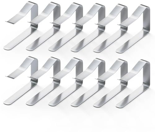 12 Pcs 1.5” Thick Outdoor Table Cloth Clips - Stainless Steel Tablecloth Holder by Brand, Fits Picnic & Dining Tables