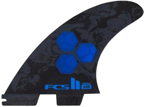 FCS II Al Merrick Thruster Surfboard Fin Set – PC Construction for Speed, Drive & Power, Ideal for Steep Hollow Waves (Cobalt Blue, Medium)