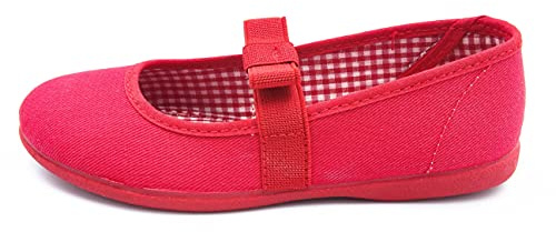 ANDREA RUIZ - manoletina de Tela con Lazo de Goma Elastica para niña Niñas Talla: 31 Color: Rojo