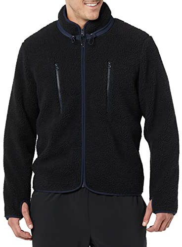 Amazon Essentials Men's Teddy Fleece Full-Zip Jacket, Black, Medium
