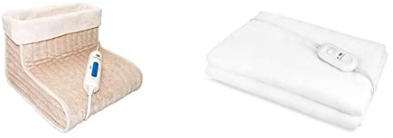Pekatherm F55 - Bota Calefactora 100W 30x30x23cm, Calientapies Eléctrico + Calientacamas Individual ECO, 60 W, Color Blanco, 150x80cm | Calientacamas Eléctrico | Calienta camas