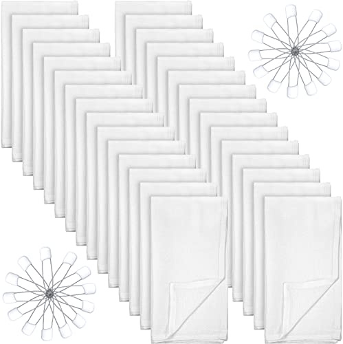 Zomiboo 30 Pack Birdseye Cotton Diapers for Babies Large 27 x 27 Inch Reusable Burp Cloths with 30 Diaper Pins for Babies Boy Girl Toddlers