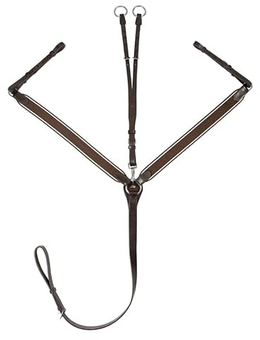 Start Pettorina per cavalli - Frontale regolabile con cinghia elastica elastica - Pettorina in pelle con fibbia in acciaio inox - Accessori per cavalli per comfort e sicurezza (Cob, marrone)