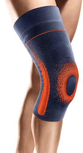 SPORLASTIC - GENU-HiT Supreme + Comfort Kniebandage für rechts & links - Erweiterte medizinische Kniestütze mit Patellaring & Seitenstabilisatoren für Kniestabilität im Alltag - Orange Größe 5