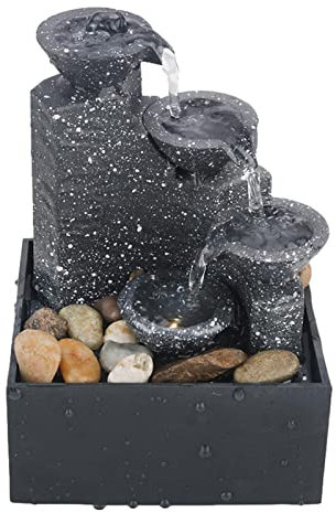 HAMAGI Fuente de Agua de Escritorio con Cascada y Luces - Decoración de Espacios Interiores